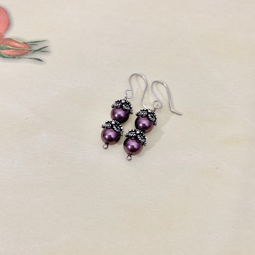 Sterling Silver mauve Swarovski dangle earrings